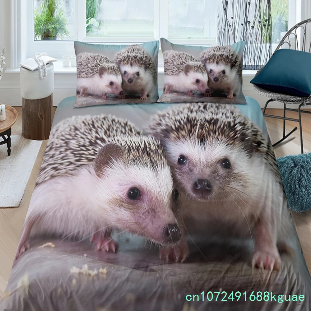 Hedgehog Duvet Cover King Queen 3D Lovely Animal Bedding Set For Kids Teens Adults Wildlife Quilt Cover Pillowcase Child Gifts