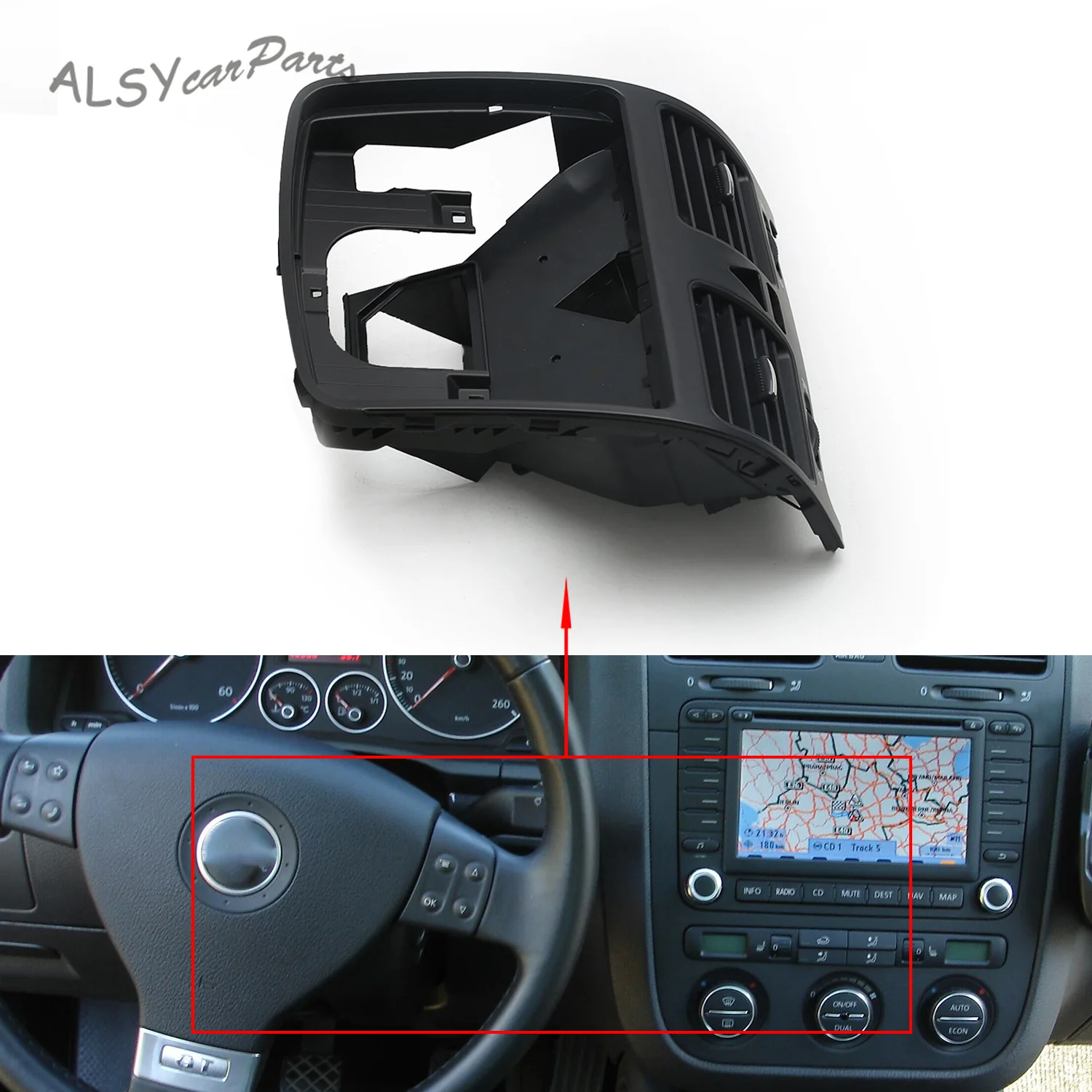 

1K0 819 743 B Black Front Central Dashboard Air Outlet Vent For VW Jetta MK5 Golf / GTI 5 MK5 Rabbit 1K0 819 728 F