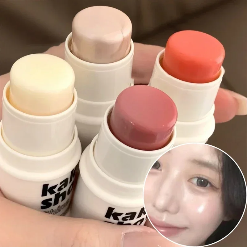 4 สีน้ํา Light Shimmer Highlighter Blush Stick แต่งหน้ายาวนาน Face Eye Contour Illuminator Rouge เครื่องสําอาง