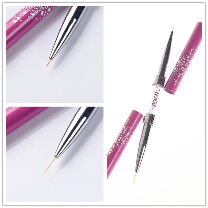 Double Head Nail Brush Nail Liner Brush Acrylic Nail Art Brushes UV Gel Polish Nail Brush Painting Detailing Pen Brush