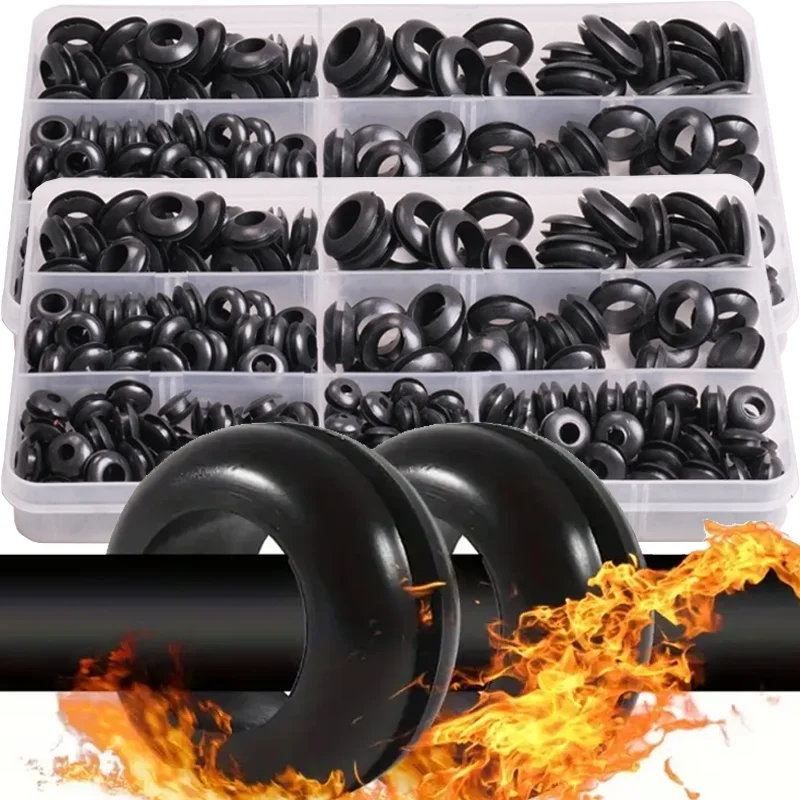 Rubber Grommet Assortment Kit Wiring Blanking Grommet Plumbing Gasket Electrical Conductor Cable Wire Washer Firewal Hole Plug