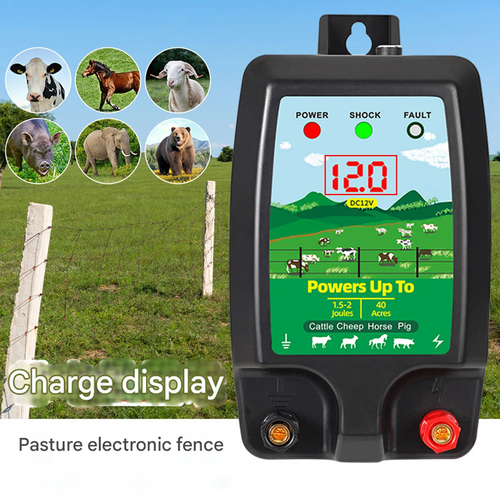 نطاق سياج كهربائي بمدى 10 كجم - يعمل بالطاقة الشمسية/البطارية/التيار المتردد للماشية/الخيول مع تصميم مقاوم للماء وردع النبض الآمن