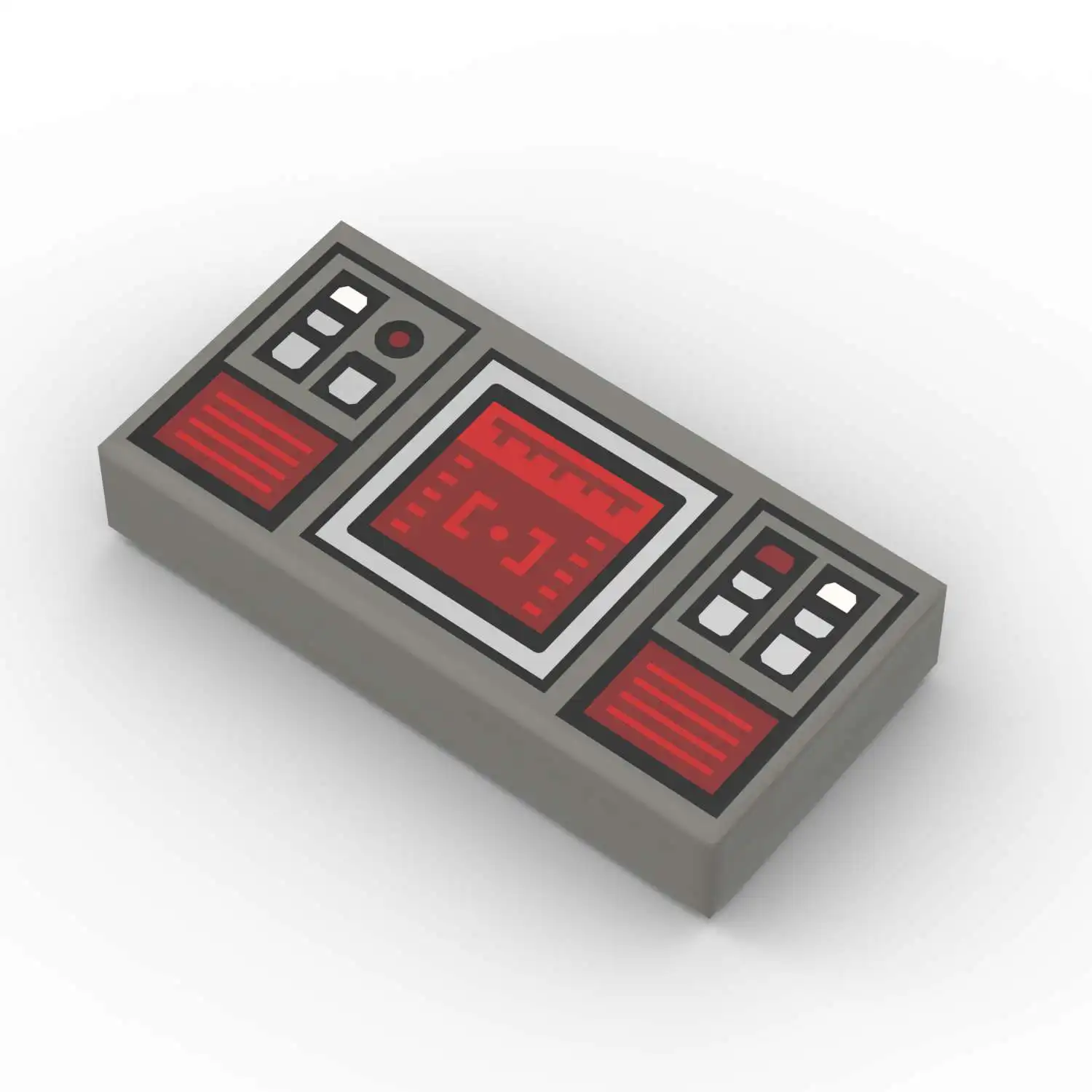 3069pb0777 p68 printed building block deep red target screen pattern machine model accessory small particle toy