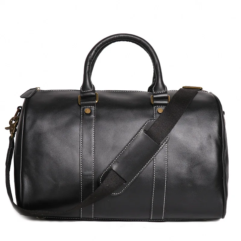 Fashion Genuine Leather Duffel Bag Men Cow Leather Men Women Business Travel Bag Black Large Shoulder Bags Weekend Luggage Bags