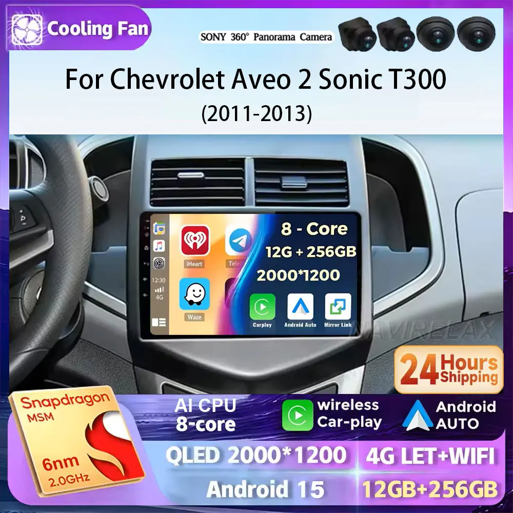 

Android 15 Carplay Auto 2K экран автомобильный радиоприемник видео мультимедийный плеер для Chevrolet AVEO Sonic 2011-2013 2 din авторадио стерео