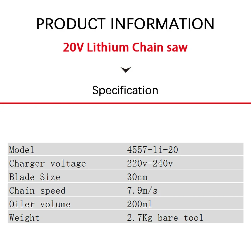 Devon 4557 Wireless Chain Saw Brushless Motor for Wood Cutting 20v 7.9m/s Auto Filling Oil 200ml Share Flex Battery