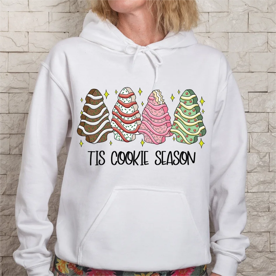 

Tis Cookie Season Graphic Sweatshirts Christmas Cookies Casual Long Sleeve Hoodies Pullover Winter Clothes Women