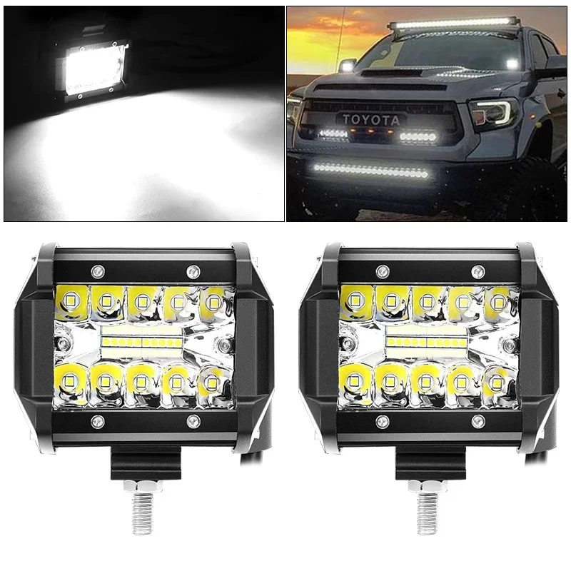 Luz de trabajo combinada de inundación todoterreno de 12v, barra de luz LED superbrillante 6000K para coche SUV 4x4 barco ATV Barra, faros LED