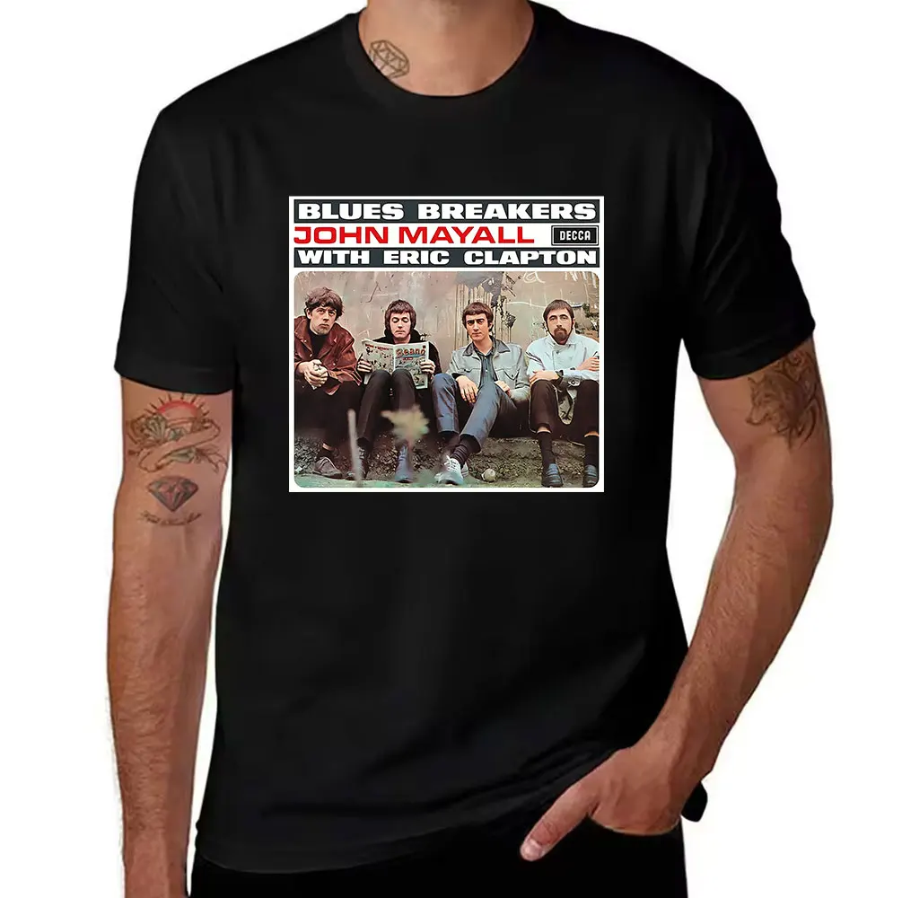 Men's 100% Cotton T-Shirt John Mayall & Eric Clapton Blues Breakers Vintage Rock Band Graphic Tee