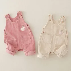 New Autumn Baby Rompers 0-3Y Toddler Boys Solid Color Corduroy Overalls Infant Girls Cute Jumpsuit Casual Shoulder Strap Pants