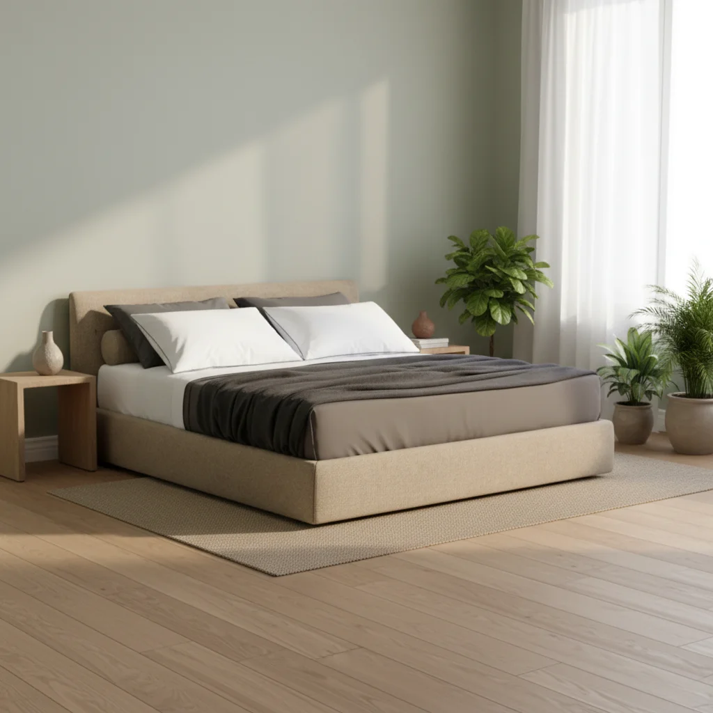 Modern Simple Nordic Tufted Soft Bed Comfort Grey Linen Custom Made King Size Boy Children Bed Massage Small Apartmentspromote s