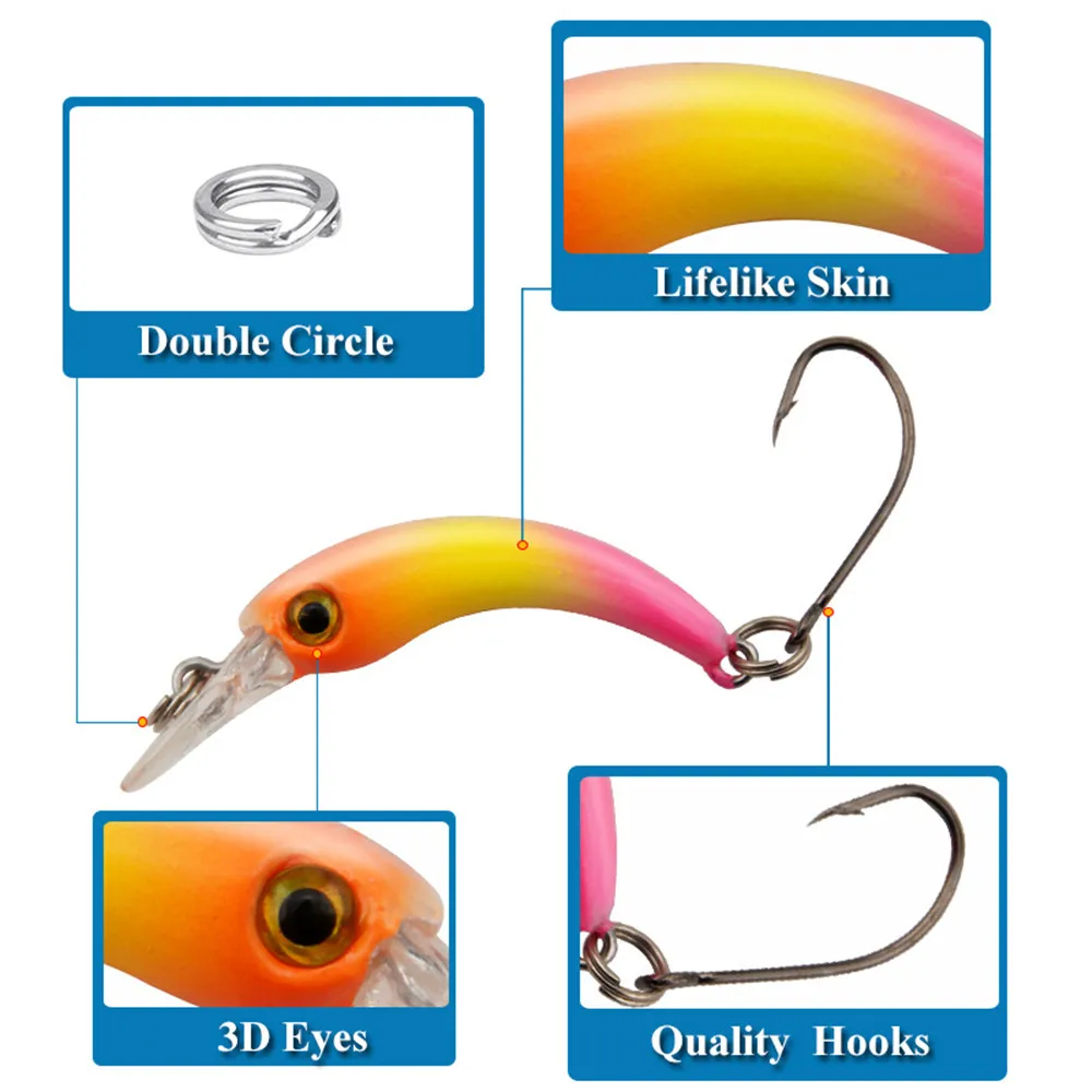 1pcs 4cm 1.4g Floating Minnow Fishing Lure Mini Artificial Hard Bait Sharp Hook Crankbait Wobbler Trout Pike Bass Fishing