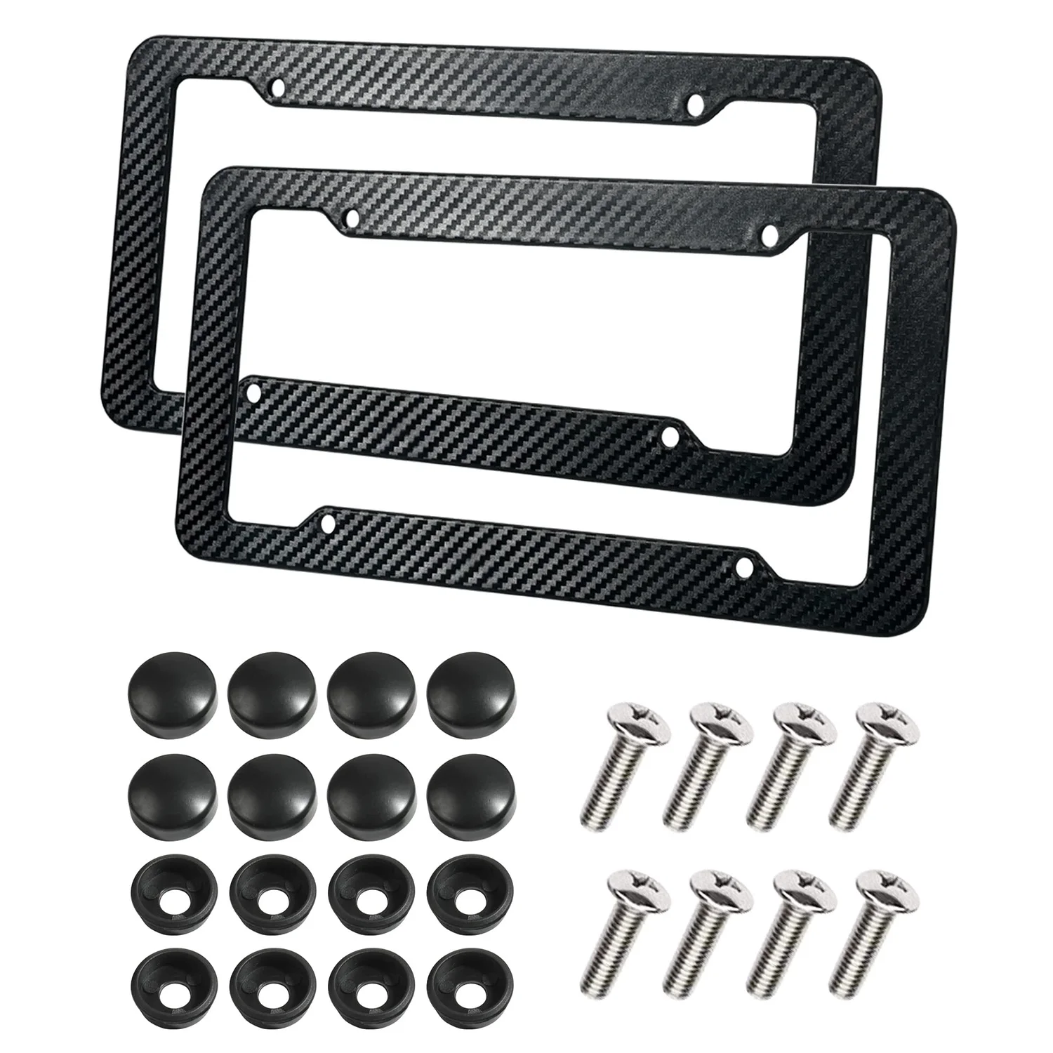 

2Pcs Carbon Fiber License Plate Frame front and Rear License Plate Frames with fasteners and screws universal brackets