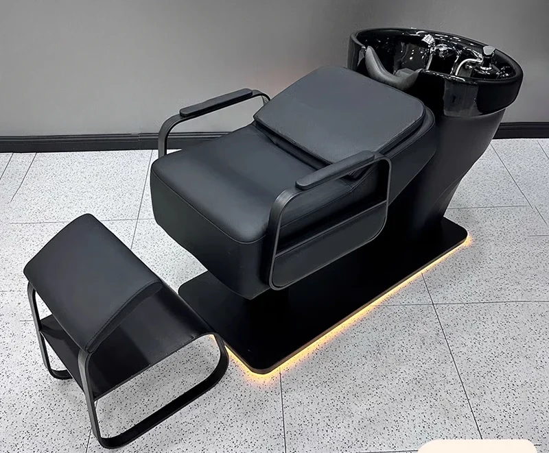 Hair salon shampoo bed semi-reclining hair salon barber shop special stainless steel ceramic basin bed