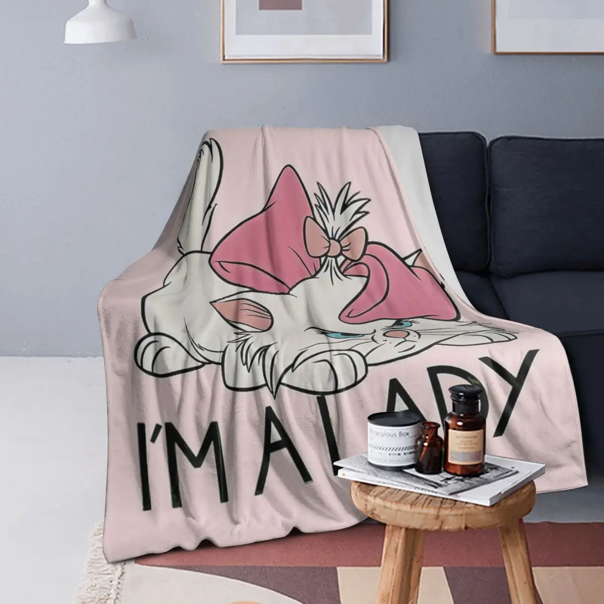 

I'm A Lady Marie Aristocats. Cute Cats Blanket Warm Flannel Throw Blanket Plush for Bed Living room Picnic Travel Home Couch