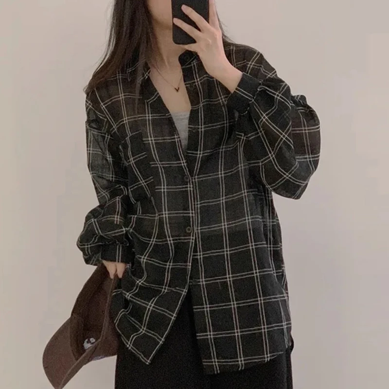 

Lightweight Cheered Women's irt Jaet Lazy Sle Summer New Retro Casual Versatile Top Sunscreen Outerwear Korean Sle