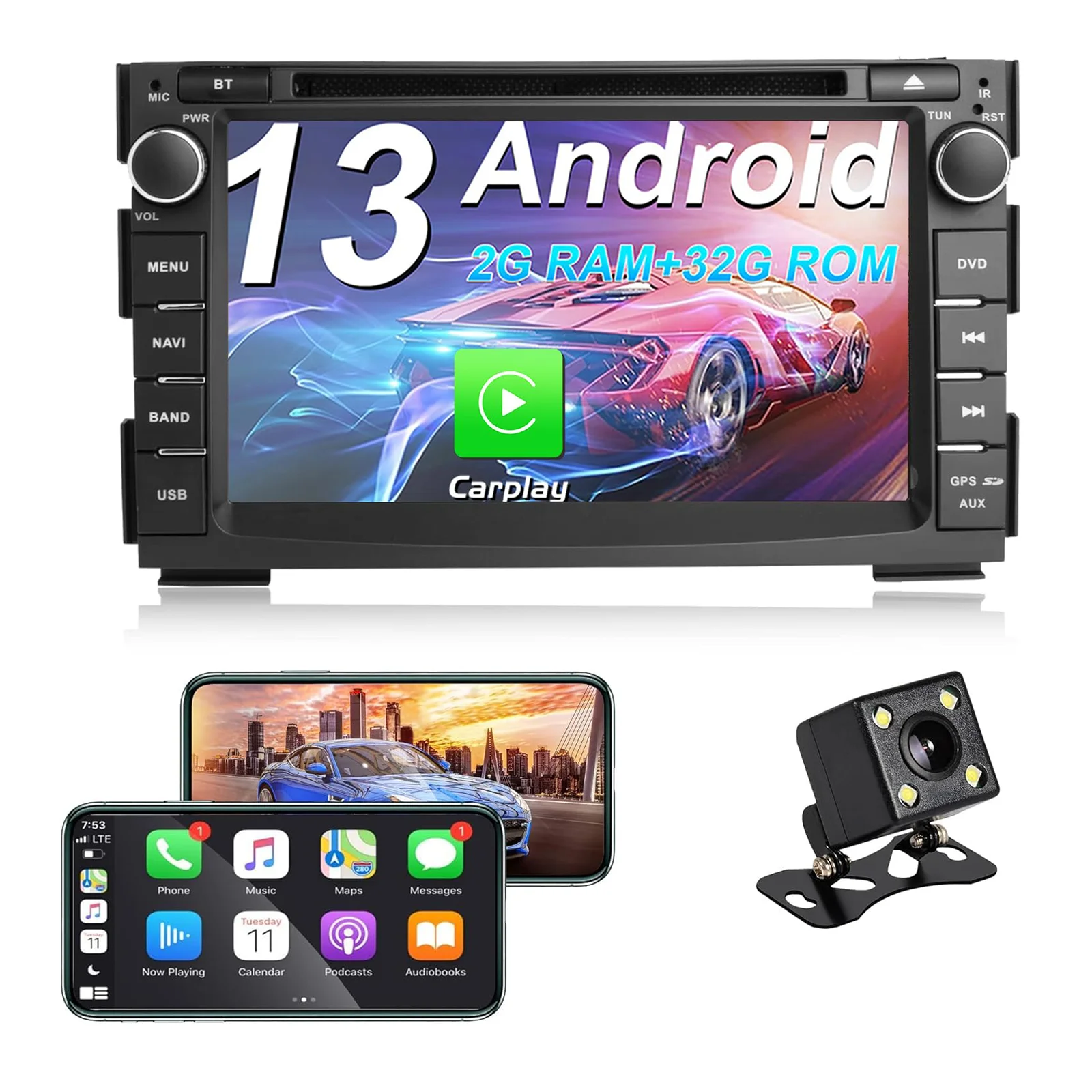

Android Car radio for Kia Ceed 2010-2012 Carplay Android Auto, Bluetooth, FM radio, SWC, 4G,WIFI,rear camera, CD/DVD player,32G