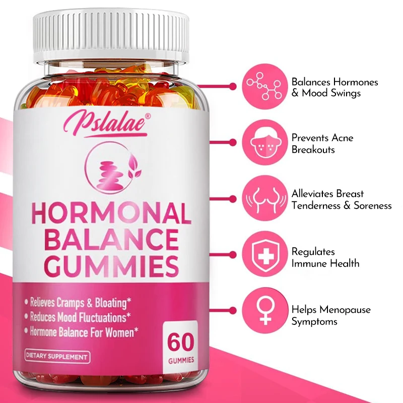 Female Hormone Balance Gummies -  Premenstrual Syndrome Relief, Helps with Bloating, Weight Management, PCOS, Menopause