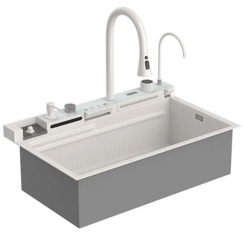 Feiyu Waterfall Stainless Steel Sink Piano Button Digital Display Multifunctional Vegetable Sink