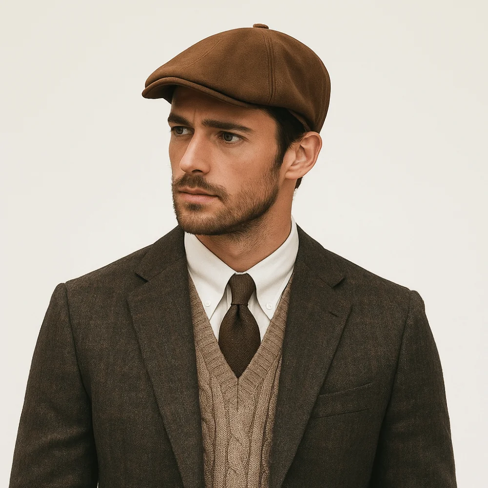 عارضة الرجعية إلى الأمام قبعة تقليد الجلد المدبوغ قابل للتعديل موزع الصحف قبعة كلاسيكية قبعة الخريف الشتاء ارتداء