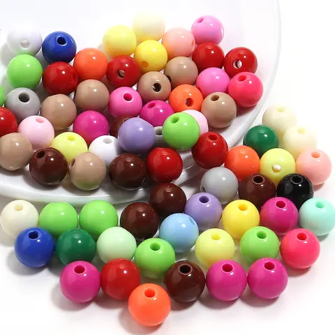 6/8/10/12/14/16/18/20mm Color Acrylic Round Beads Ball Loose Spacer Beads For Jewelry Making DIY Bracelet Necklace Accessories