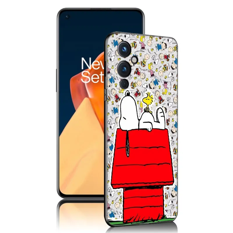 Cute S-Snoopy Black Silicone Phone Case For OnePlus 9R 10R 11R 12R ACE 2 Pro 2V 3V Nord CE 2 3 Lite 4 N10 N20 N30 SE 5G