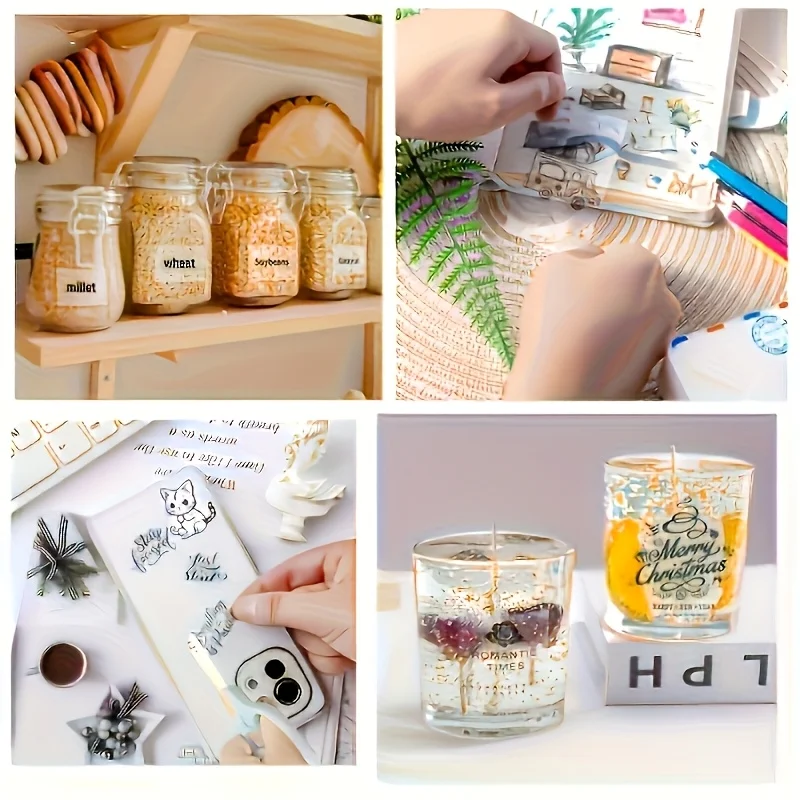 5 Rolls Clear Thermal Sticker Paper 57mm Self-Adhesive Multi-Use Labels for Portable Receipt Printers CD Labels/Name Cards