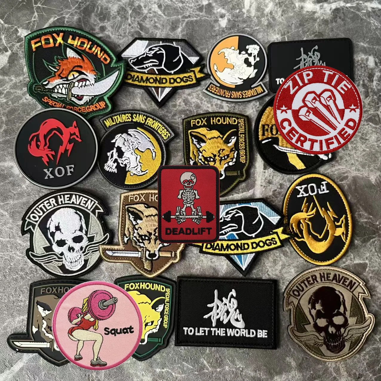 Metal Gear Solid MGS 5 Fox, XOF Diamond Dogs Grupo de Fuerzas Especiales Fantasma Parche Bordado Rayas Etiqueta para Parches de Ropa