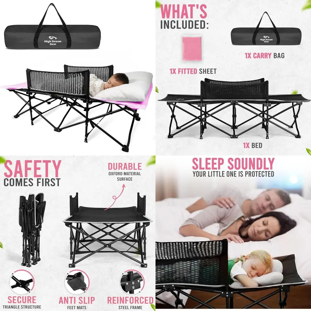 

Портативная розовая кроватка для малышей: идеально подходит для кемпинга, путешествий и активного отдыха, удобная и легко хранится