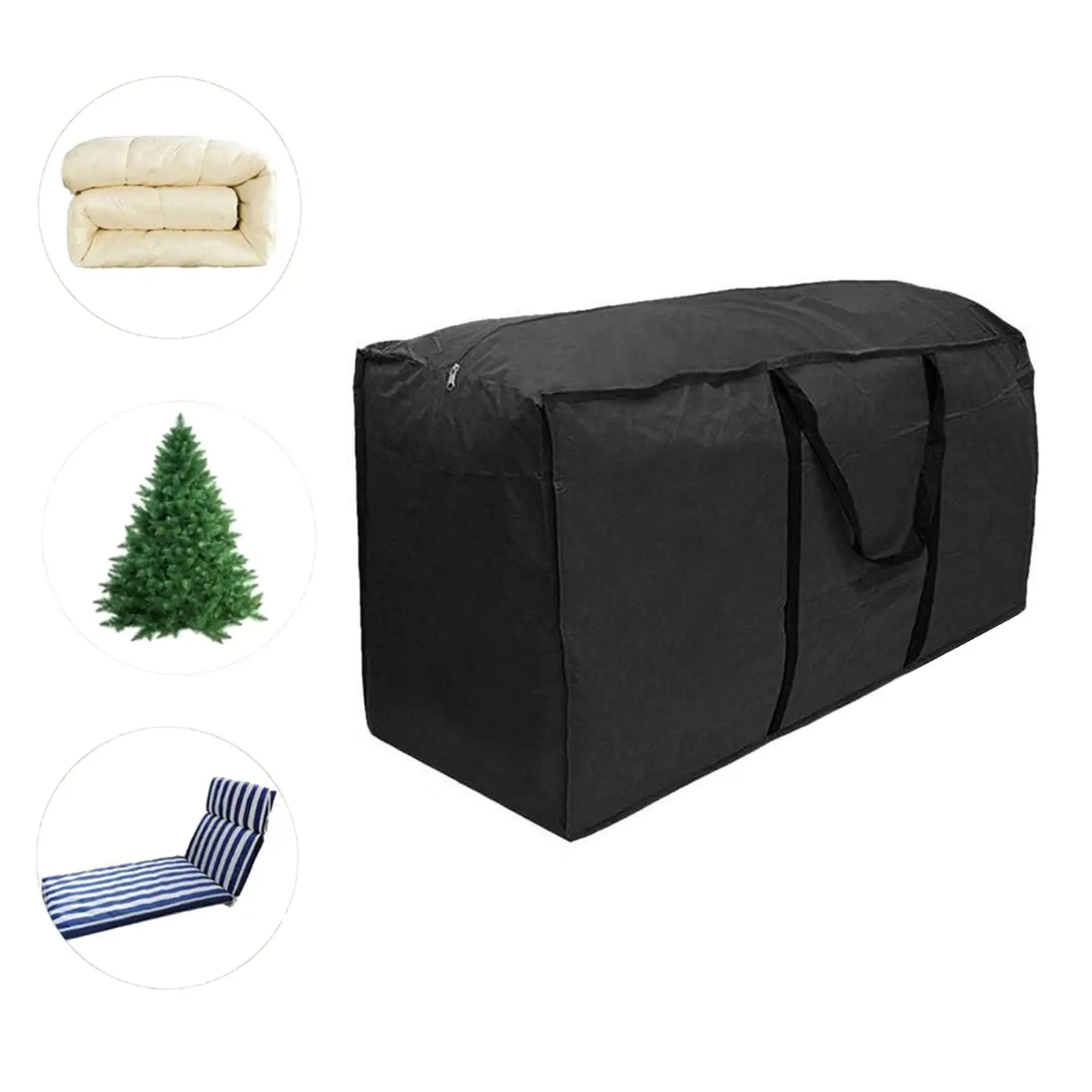 Waterproof Outdoor Cushion Storage Bag with Zippers and Handles Cover Garden