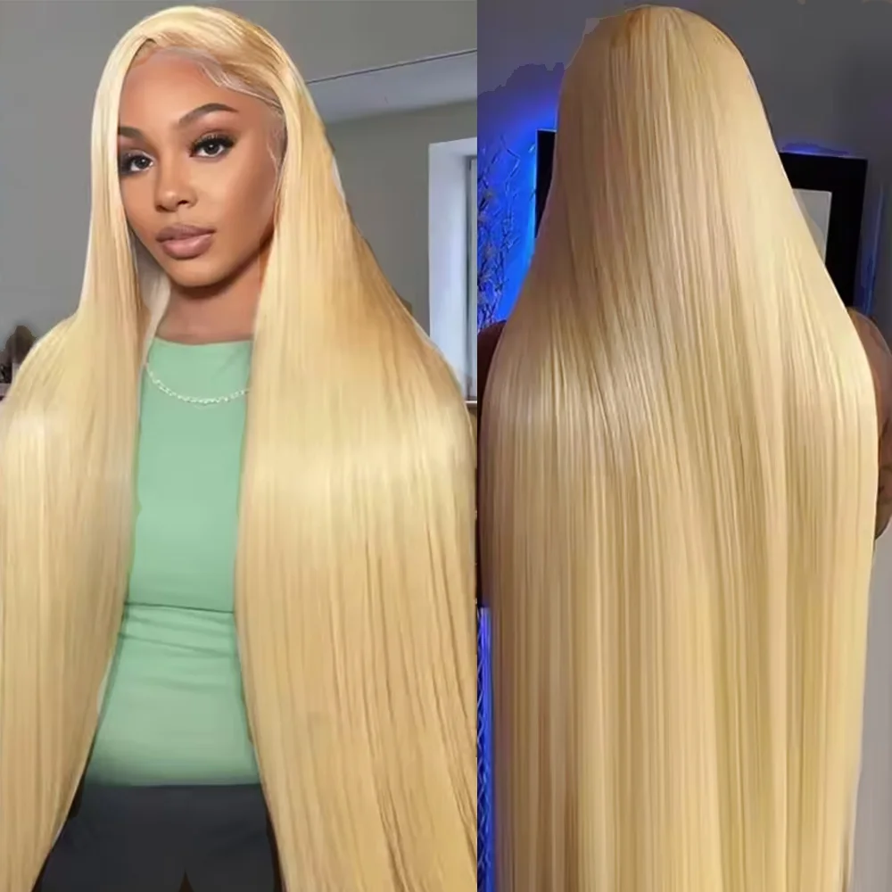 

200 Density 613 Blonde Straight HD 13x4 13x6 HD Transparent Lace Front Wig Human Hair Pre Plucked Wig For Women 18-46 Inches