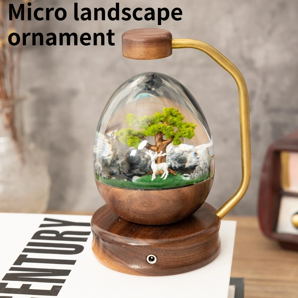 

NEW Creative Micro Landscape Ornament Egg Shaped Forest Deer Resin Night Light As A Birthday Gift