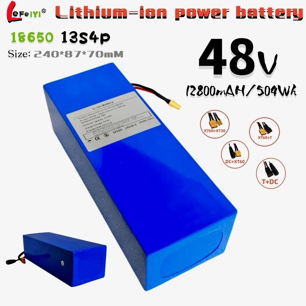 LEFEIYI48V/54.6v 12.8ah 18650 13S4Ptrings Li-ion Battery with BMS Protection XT60 XT90 T Plug