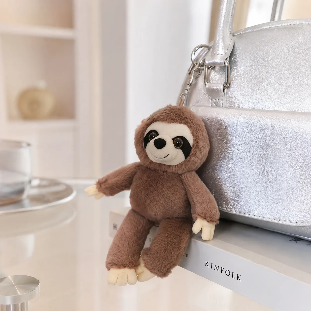 Adorable Stuffed Animals Sloth Small Pendant Bag Charm Soft Sloth Keychain Big Eyes Simulation Sloth Backpack