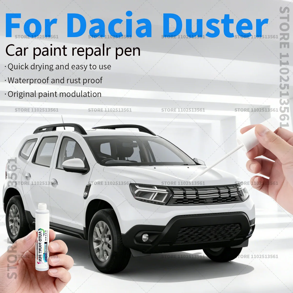 

Ручка-корректор для ремонта лакокрасочного покрытия автомобиля Dacia Duster 2010-2025: аксессуары для устранения царапин, цвета: черный B20, оранжевый, красный, синий, серебристый, белый