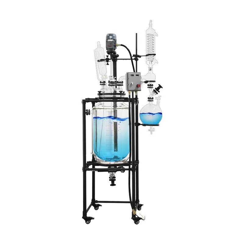 Double glass reactor, laboratory explosion-proof spraying PTFE mechanical stirring distillation 50 liters 100 liters