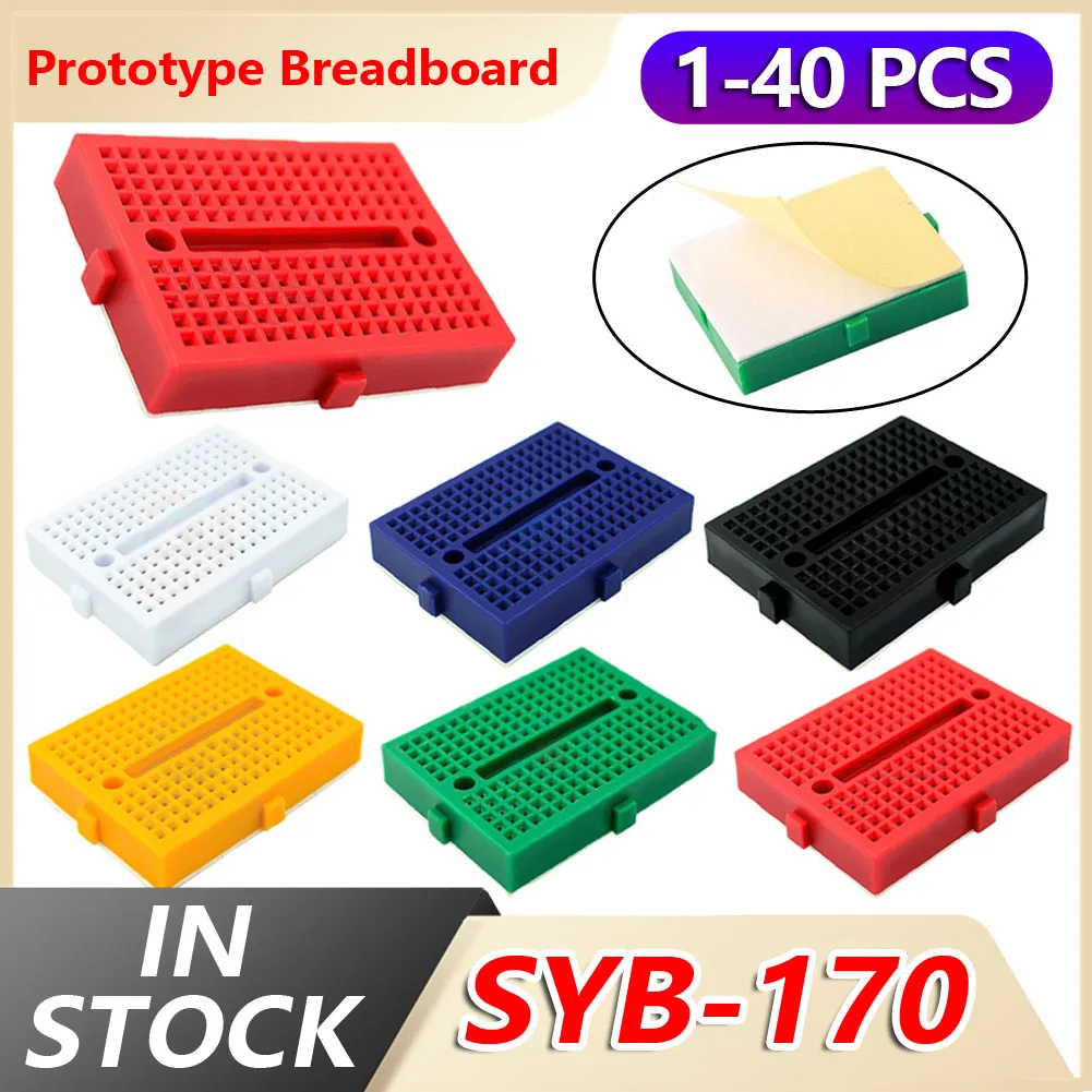 1-40pcs SYB-170 Tie Points Solderless Breadboard 170 Tie-points 35x47mm Prototype Universal PCB Jumper Dupont Test Bread Board