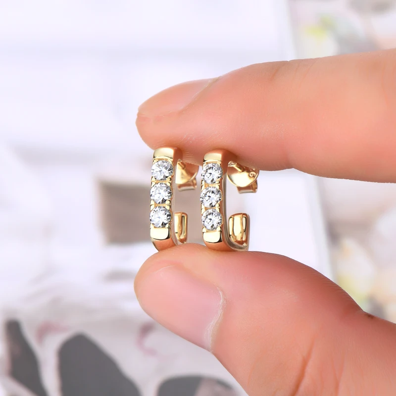 IOGOU الأطواق 3 مللي متر 0.1ct D مويسانيتي وأقراط 925 فضة 2025 الأصلي مصمم القرط تتجه مجوهرات للمرأة