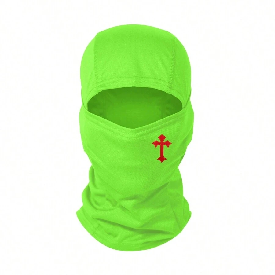 Capuche de masque imprimé croisé pour hommes et femmes, cagoule d'équitation en plein air, chapeau coupe-vent et crème solaire, 1PC