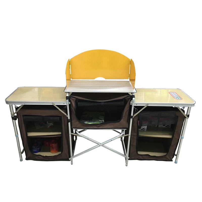 X-Shaped BBQ Picn Camping Outdoor Kitchen Table Cabinet Foldable Folding Cooking Storage Rack Aluminum Alloy Bracket