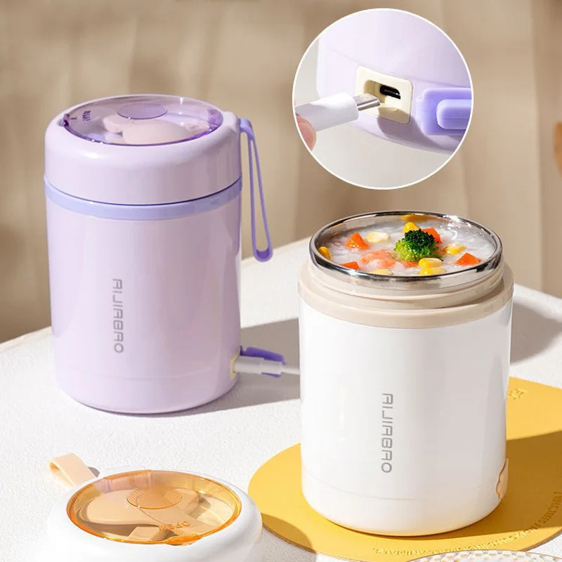 Plug-in Heated Lunch Box Constant Temperature Breakfast Cup Car Usb Insulated Soup Cup Porridge Cup Portable Water Cup