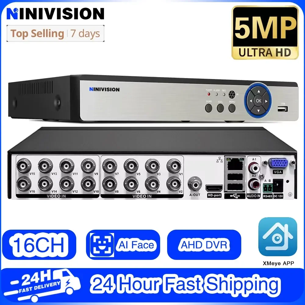 

Security 8CH AHD DVR 5MP TVI CVI XVR Face Detection 16CH 5MP HVR NVR 4CH Analog CCTV Camera System Digital Audio Video Recorder