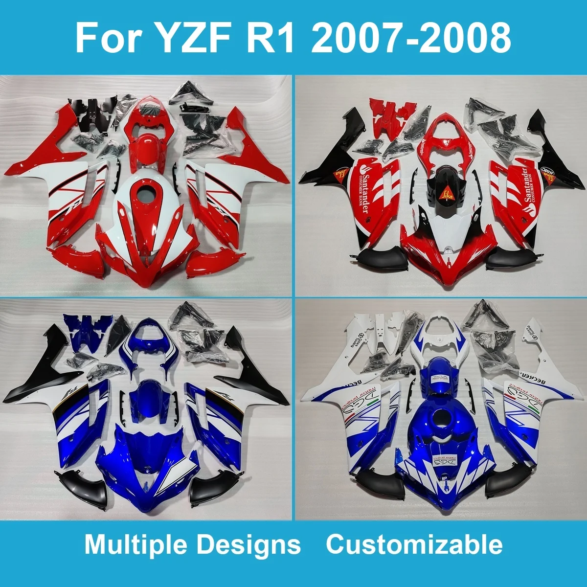 Complete Fairing Kit for YZF-R1 2007 2008 4C8 RN19 Injection Molded ABS Bodywork Panels Protection Cover Trim