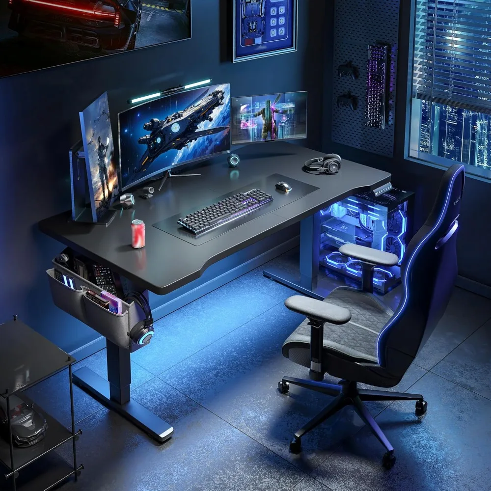 

Electric Standing Desk with LED Lights,48 x 24 Inch Height Gaming Desk with 3 Memory Preset, Adjustable Computer Desk