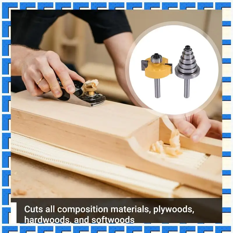 

ABNG 1/4 Inch Shank Rabbeting Router Bit With 6 Bearings Set For Multiple Depths 1/8 Inch, 1/4 Inch, 5/16 Inch, 3/8 Inch, 7/16 I