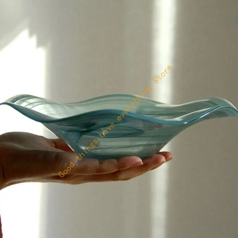 Handmade Waved Glass Serving Dish Contemporary Appetizer Plate Transparent Tableware For Dining Decoration 55KF