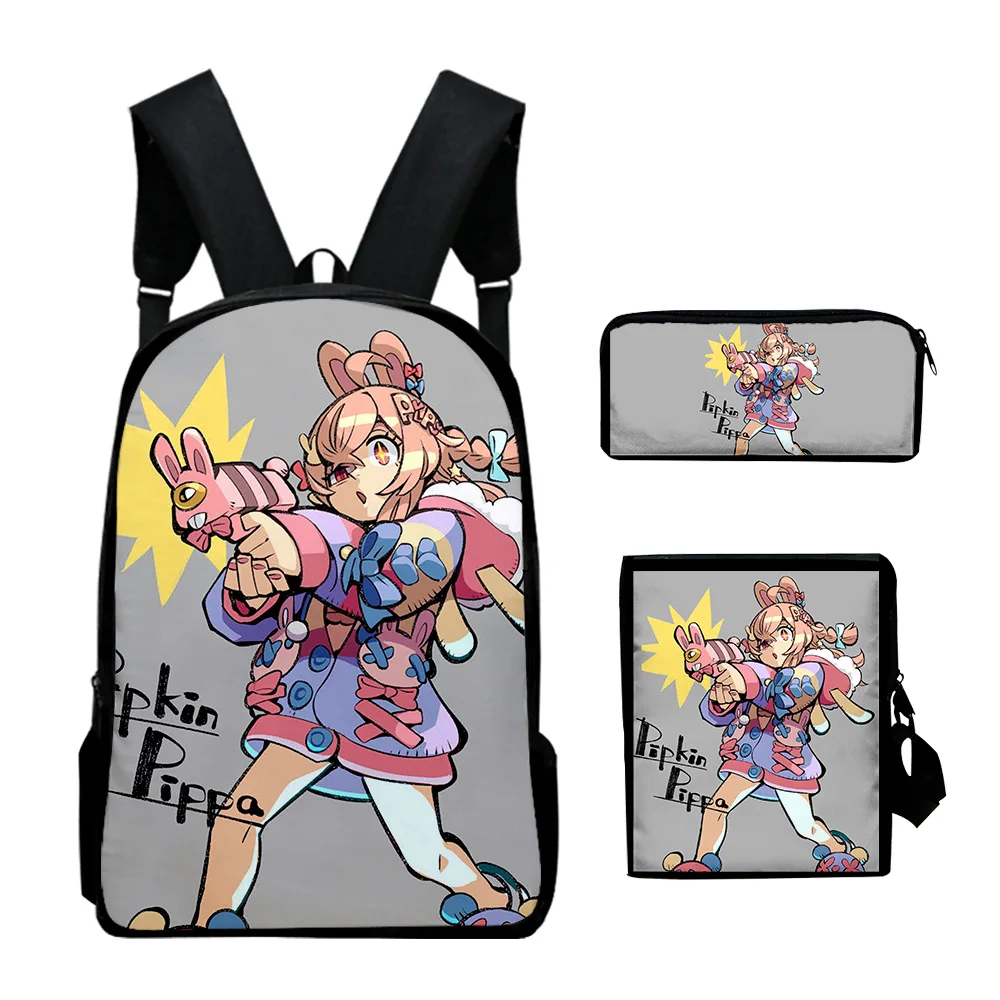 Hip Hop Jugendliche VTuber Pipkin Pippa 3D-Druck 3 teile/satz Student Reisetaschen Laptop Daypack Rucksack Umhängetasche Federmäppchen