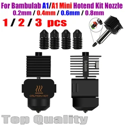 For Bambu Lab a1/ a1 Mini Hotend Kit 0.2/0.4/0.6/0.8mm Hardened steel Nozzle For bambulab a1 accessories 3D Printer Part Hot end