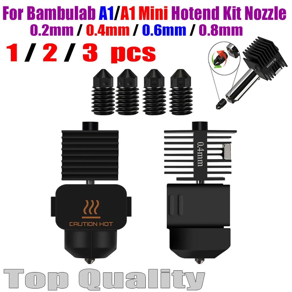 Do zestawu Hotend Bambu Lab a1/a1 Mini 0.2/0.4/0.6/0.8mm Dysza ze stali hartowanej Do akcesoriów bambulab a1 Drukarka 3D Część Gorący koniec