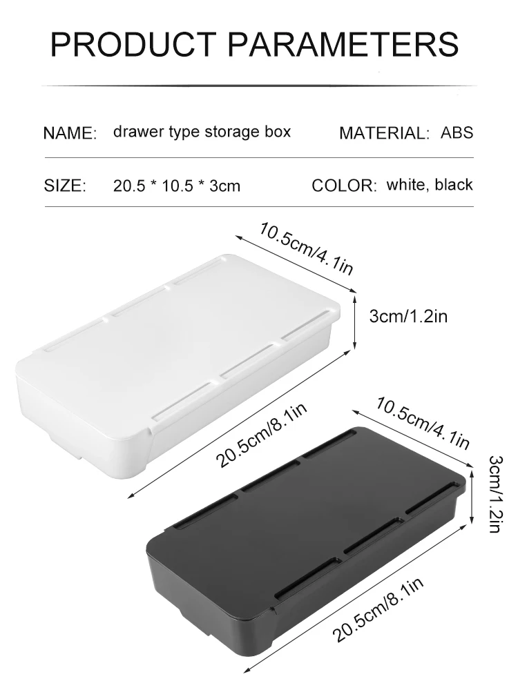 Under The Desk Drawer Type Storage Box Desktop Hidden Hanging Holder Stationery Organizer Office Desk Student Invisible